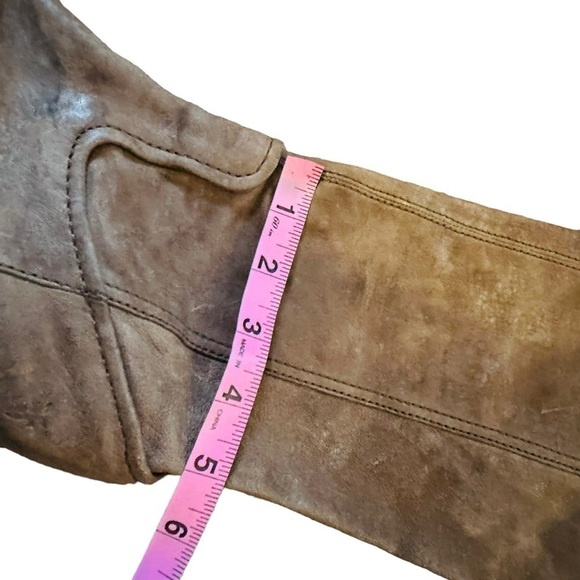 Frye Boots Knew High Brown Leather Heeled Mimi Scrunch Fall Women’s Size 6.5 - Picture 11 of 11